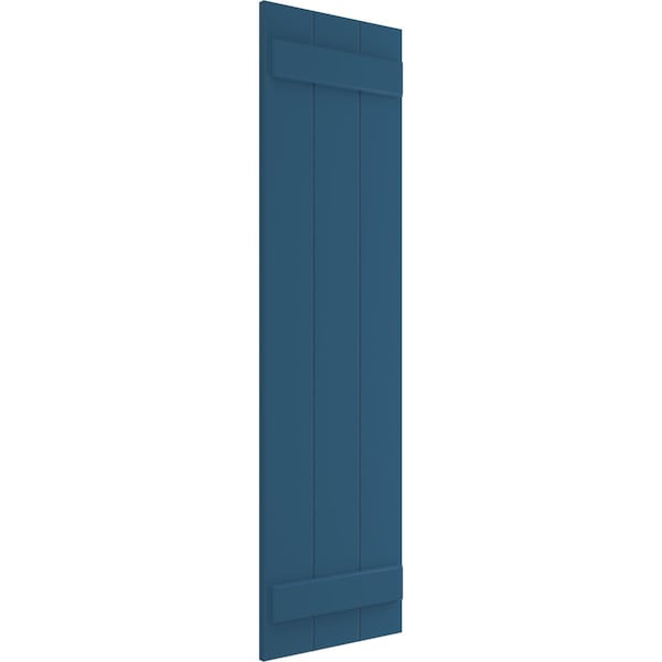 True Fit PVC Three Board Joined Board-n-Batten Shutters, Sojourn Blue, 16 1/8W X 27H